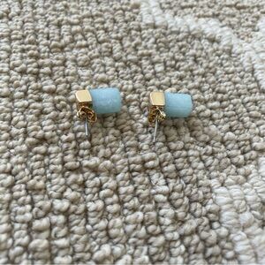 Leslie Curtis Reed Aquamarine With Gold Accent Stud On Post 1/2"